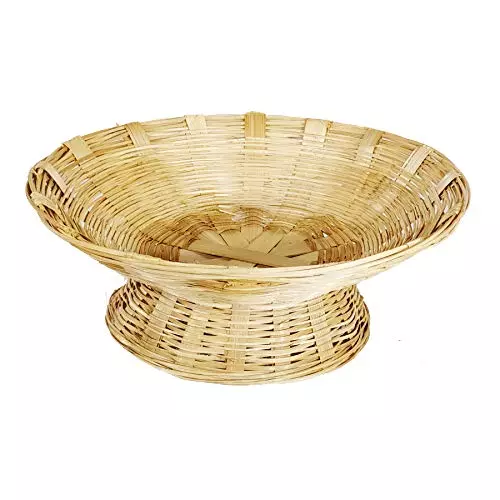 MM WILL CARE Bamboo Fruit & Vegetable Basket Round Beige 11 inch (279.4 mm), MMWILL1194