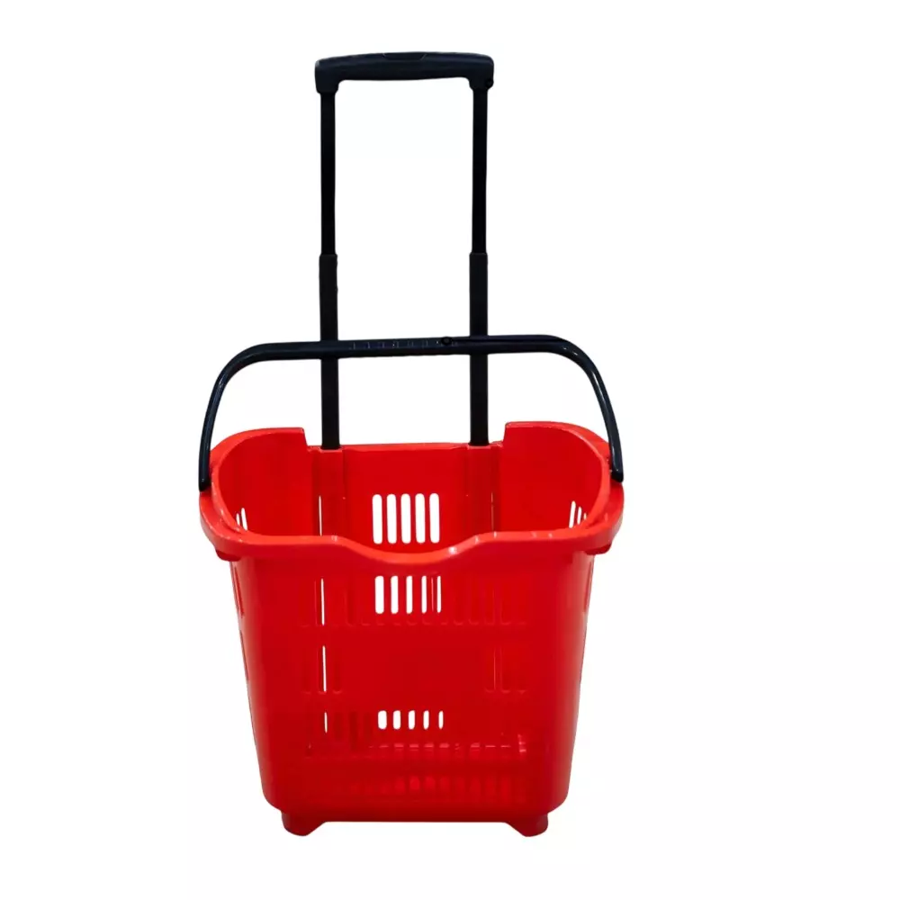 BIGAPPLE Shopping Basket Trolley 45 L Capacity 460x360x420 mm Red with Wheels, SB 45