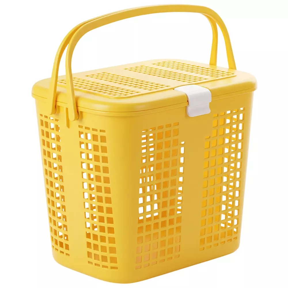 ARISTO Shopping Basket 31.8 L Capacity Big Size Plastic Material Yellow Color, GRACE