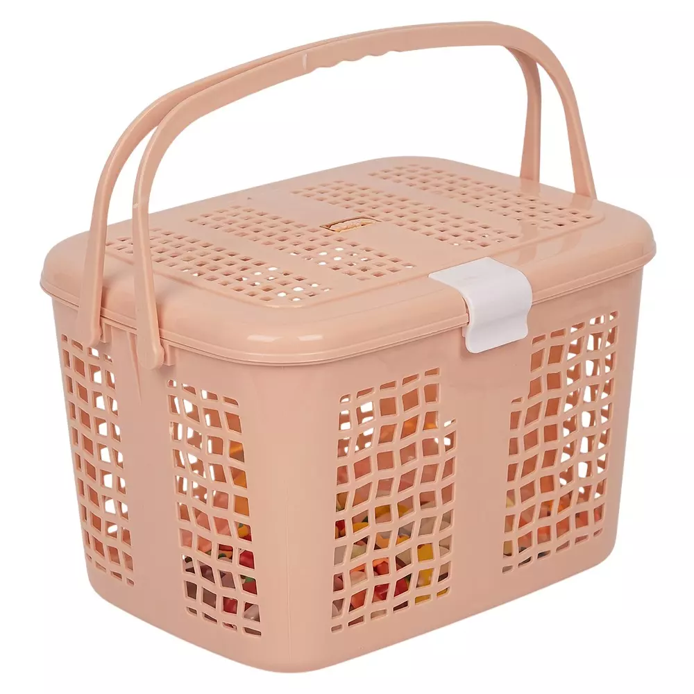 ARISTO Shopping Basket 23.3 L Capacity Small Size Plastic Material Pink Color, GRACE