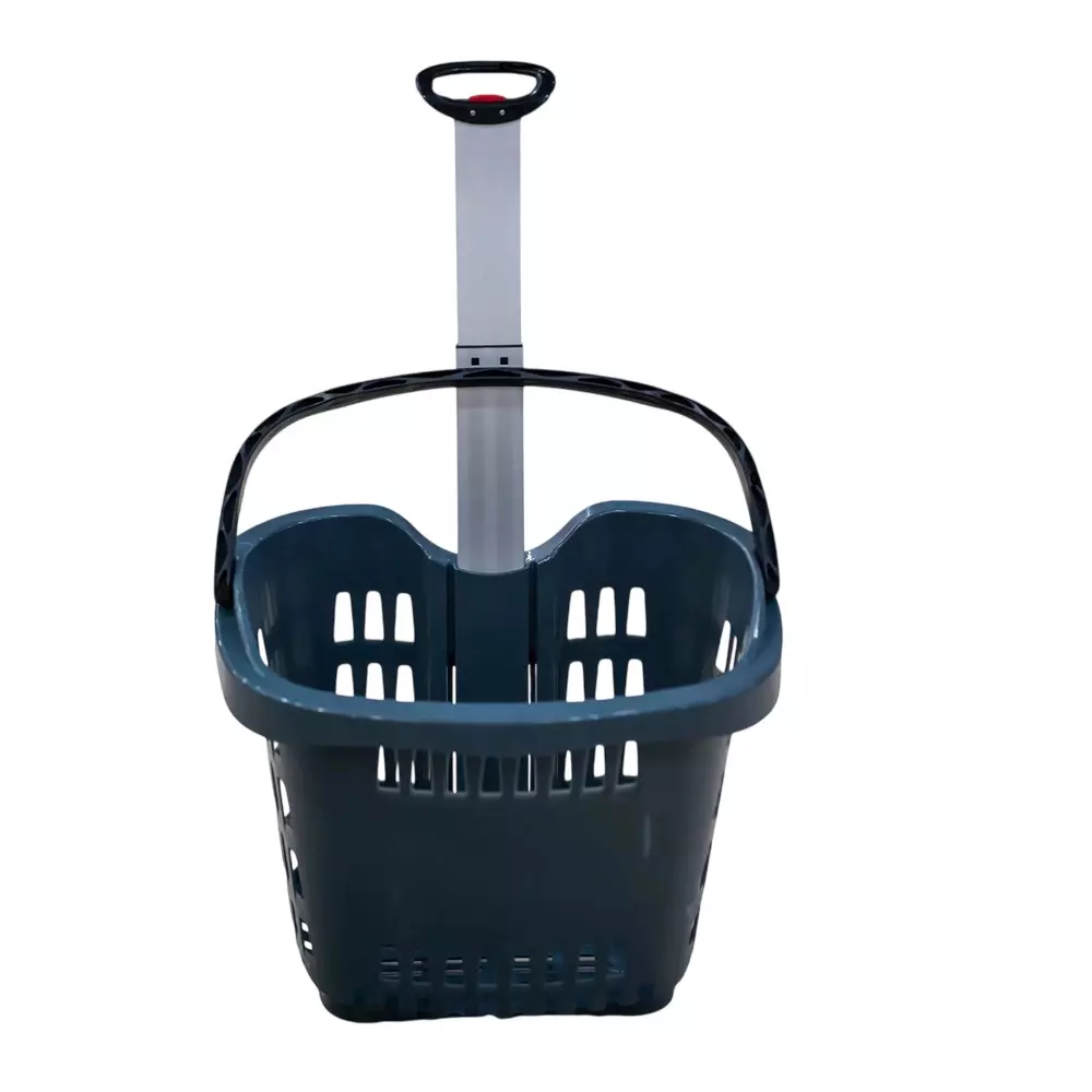BIGAPPLE Shopping Basket Trolley 56 L Capacity 530x380x430 mm Grey with Wheels, SB 56