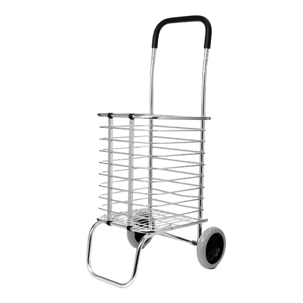 BIGAPPLE Folding Hand Trolley Cart 25 Kg Capacity 90x30 cm Silver with Wheels, TRL TSC AL 25