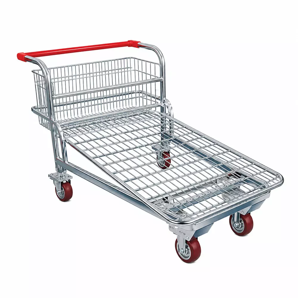 BIGAPPLE Warehouse Cargo Flat Cart Trolley 500 Kg Load Capacity 152x73x93 cm Size with 127 mm (5 inch) TPR Wheels