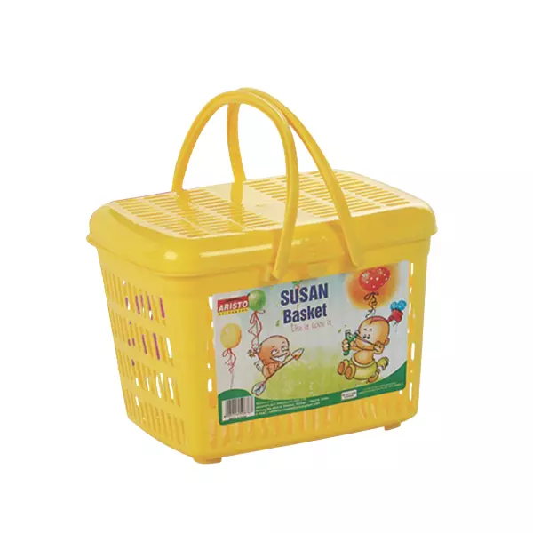 ARISTO Shopping Basket 3 L Capacity Plastic Material Yellow Color, SUSAN