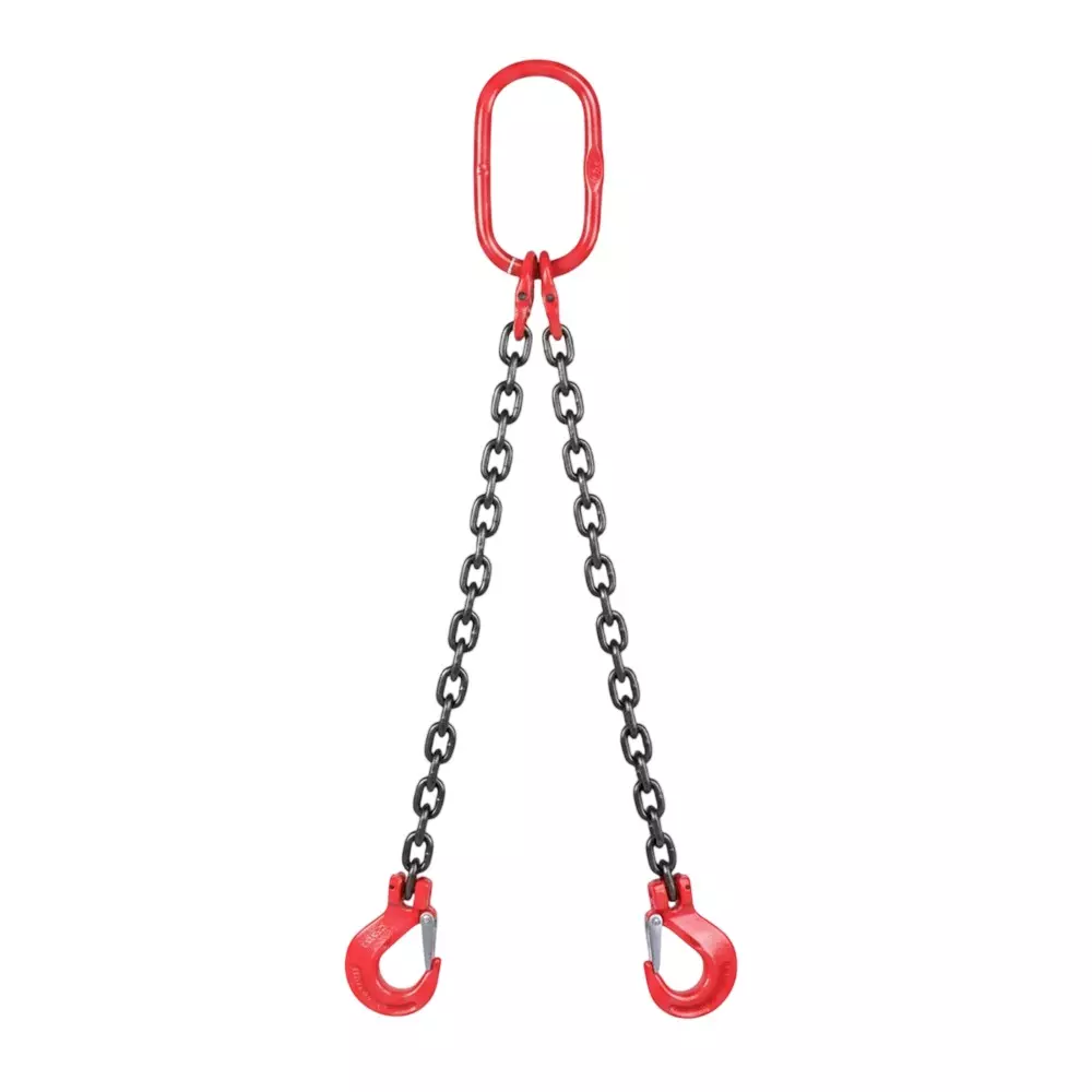Liftit Double Leg Lifting Chain Sling 2 m Length 1.6 Ton Lifting Capacity with Hook, Masterlink & Chain Connector, TI-LI-36390-C1-R95