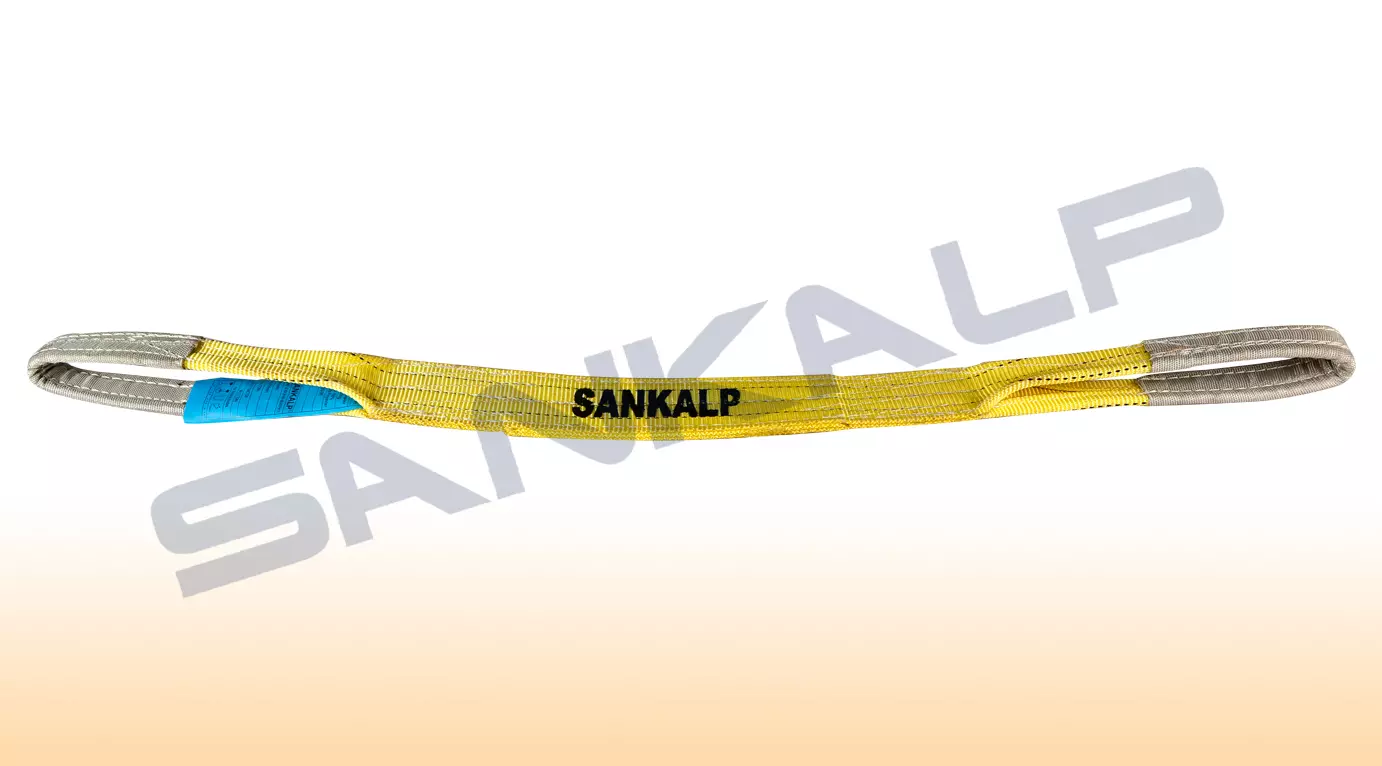 Sankalp 8 mtr Eco Polyester Duplex Web Sling 75 mm with 3000 Kg (3 Ton) Holding Capacity-Yellow