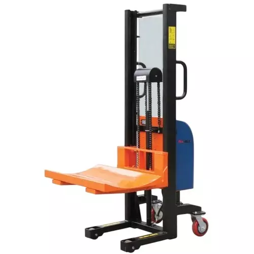 Excmach Semi Electric Rill Stacker 1.6 m Lifting Height 1 Ton (1000 Kg) Load Capacity Stainless Steel for Material Handling
