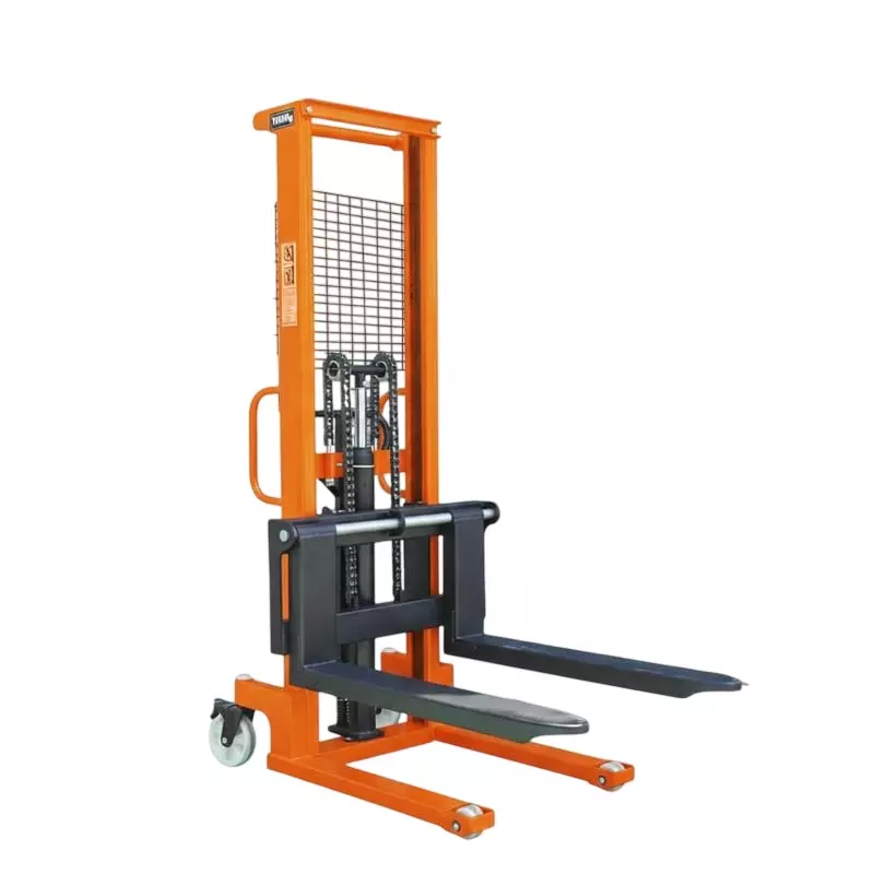 Hartley Hydraulic Manual Stacker Pallet 1 Ton Load Capacity 1600 mm (1.6 m) with Nylon Wheel, Orange & Black