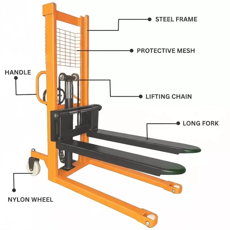 hartley-hydraulic-manual-stacker-pallet-1-ton-capacity-16m-lift-height-for-industrial-warehouse-operations-1000-kg-orange-lifting-height-1600mm
