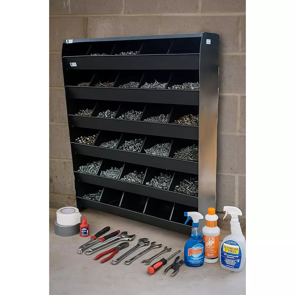 Alija Storage Bin Rack 6 Tier Rectangular 30 Shelves Metal