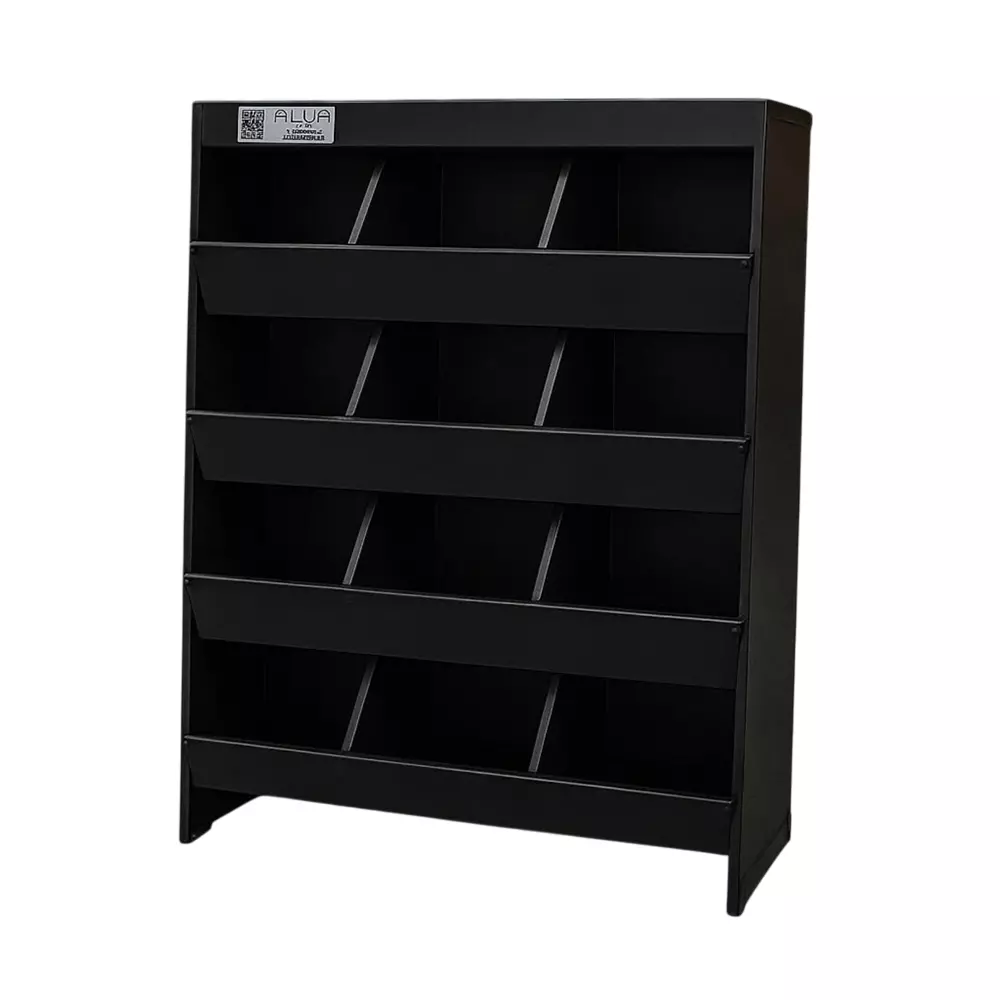 Alija Storage Bin Rack 4 Tier Free Standing 12 Shelves Metal