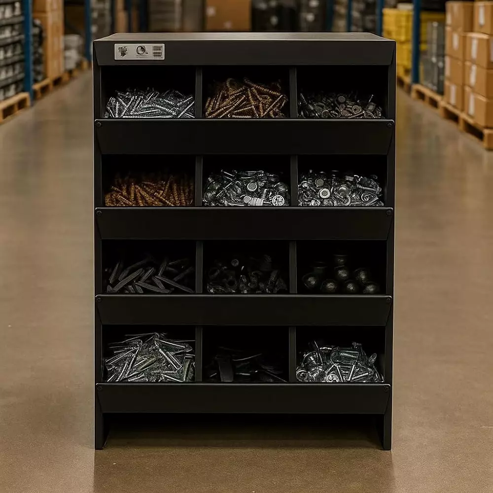 Alija Storage Bin Rack 4 Tier Free Standing 12 Shelves Metal