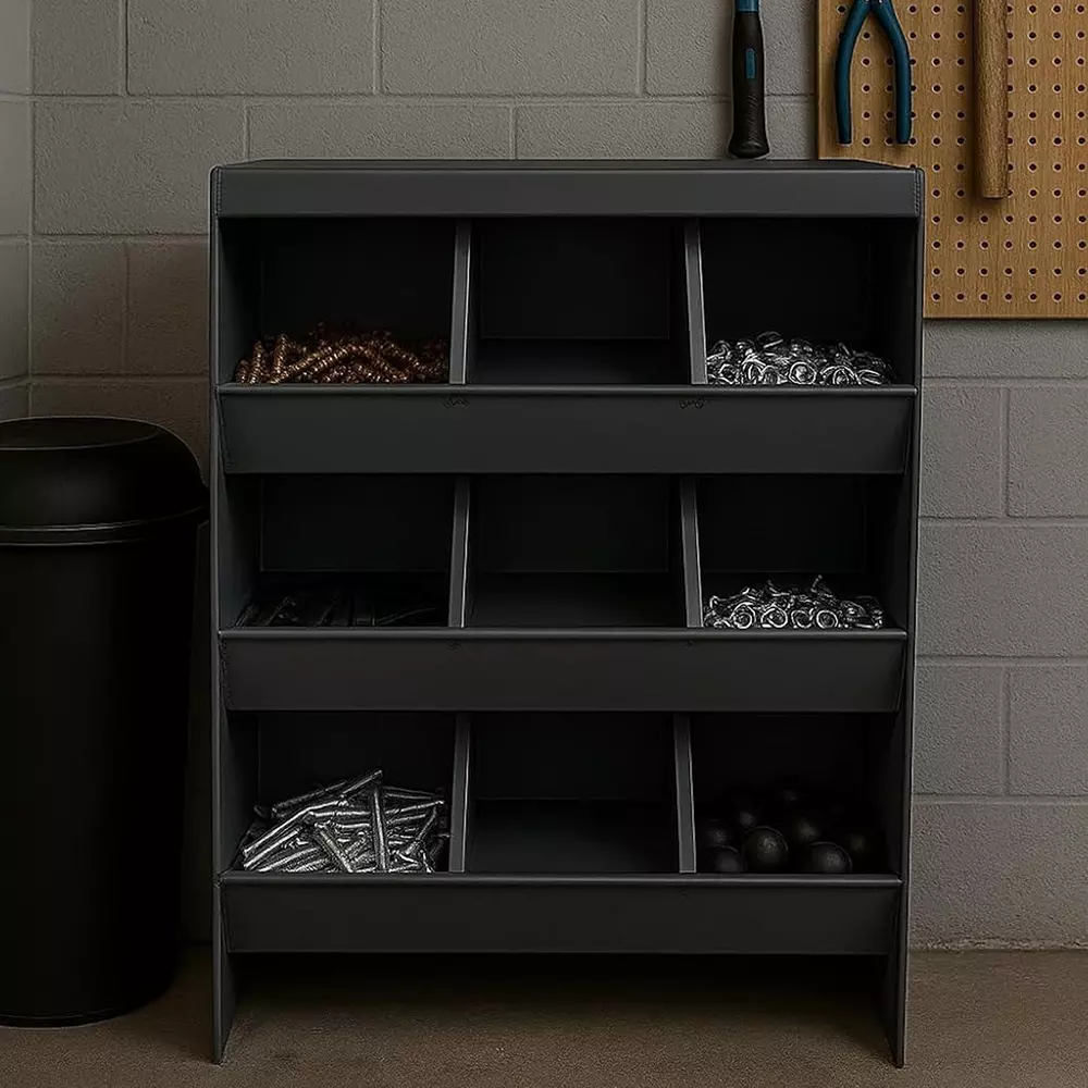 Alija Storage Bin Rack 4 Tier Free Standing 12 Shelves Metal