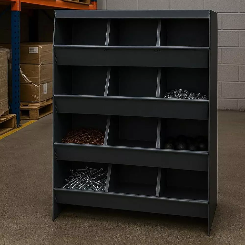 Alija Storage Bin Rack 4 Tier Free Standing 12 Shelves Metal