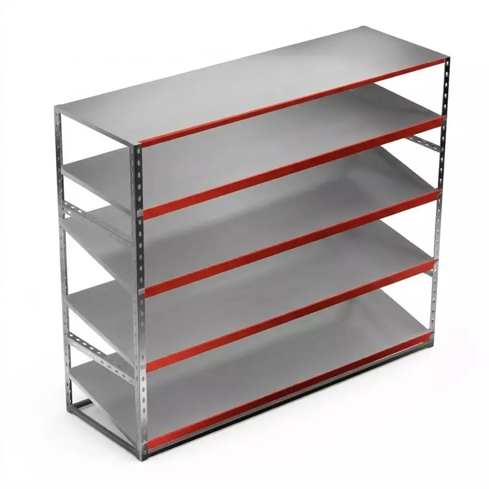 Sameta 5 Shelves Slotted Angle Package-Free Shipment Rack Powder Coating 1100×450×2000 mm Size Upto 600 Kg Load Capacity Mild Steel for Home & Office Use