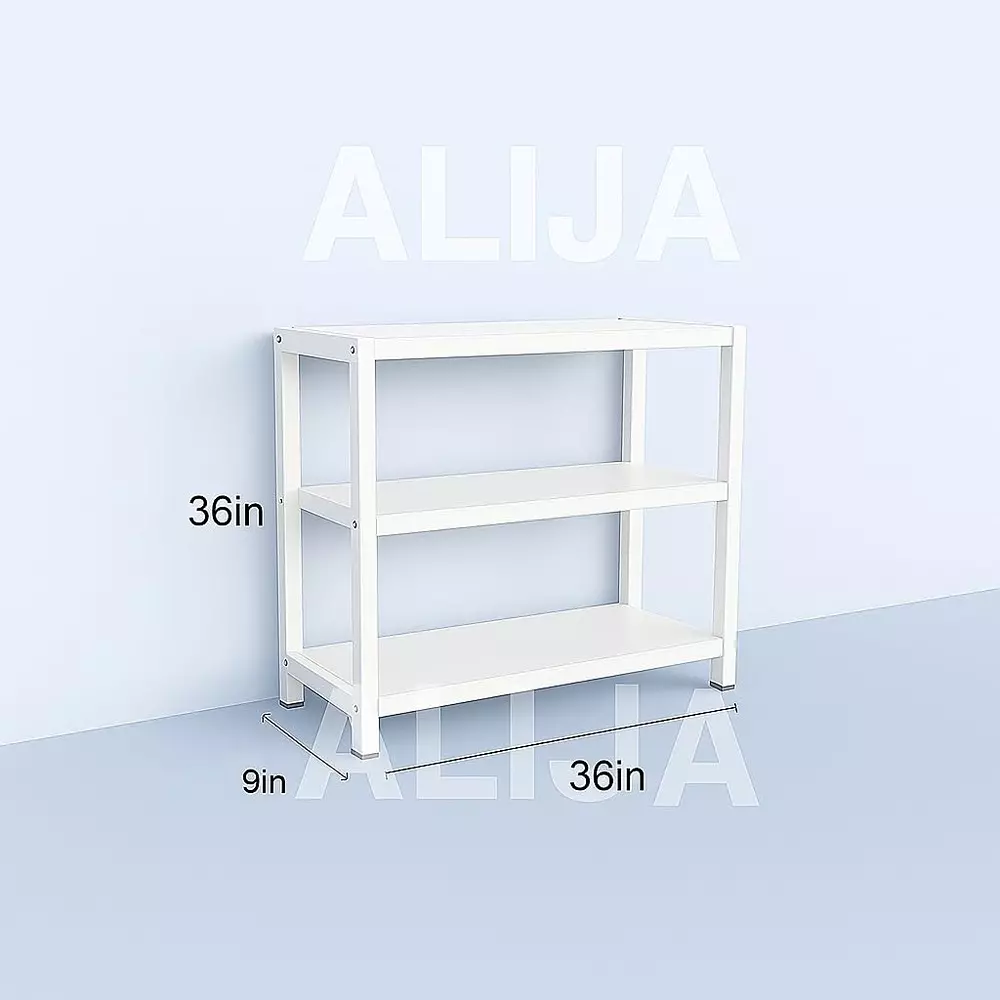 Alija Trakehner Storage Shelf Carbon Steel 23x92x92 cm Ivory 250 Kg Load Capacity 3 Shelves for Home, Office & Shop Use
