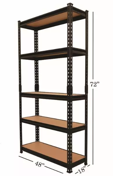 Blue Boy 72x48x18 Inch 5-Shelves Black Multipurpose Boltless Rivet Rack BB724818BW_5