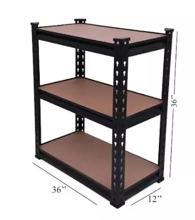 Blue Boy 36x36x12 Inch 3-Shelves Black Multipurpose Boltless Rivet Rack BB363612BW_3