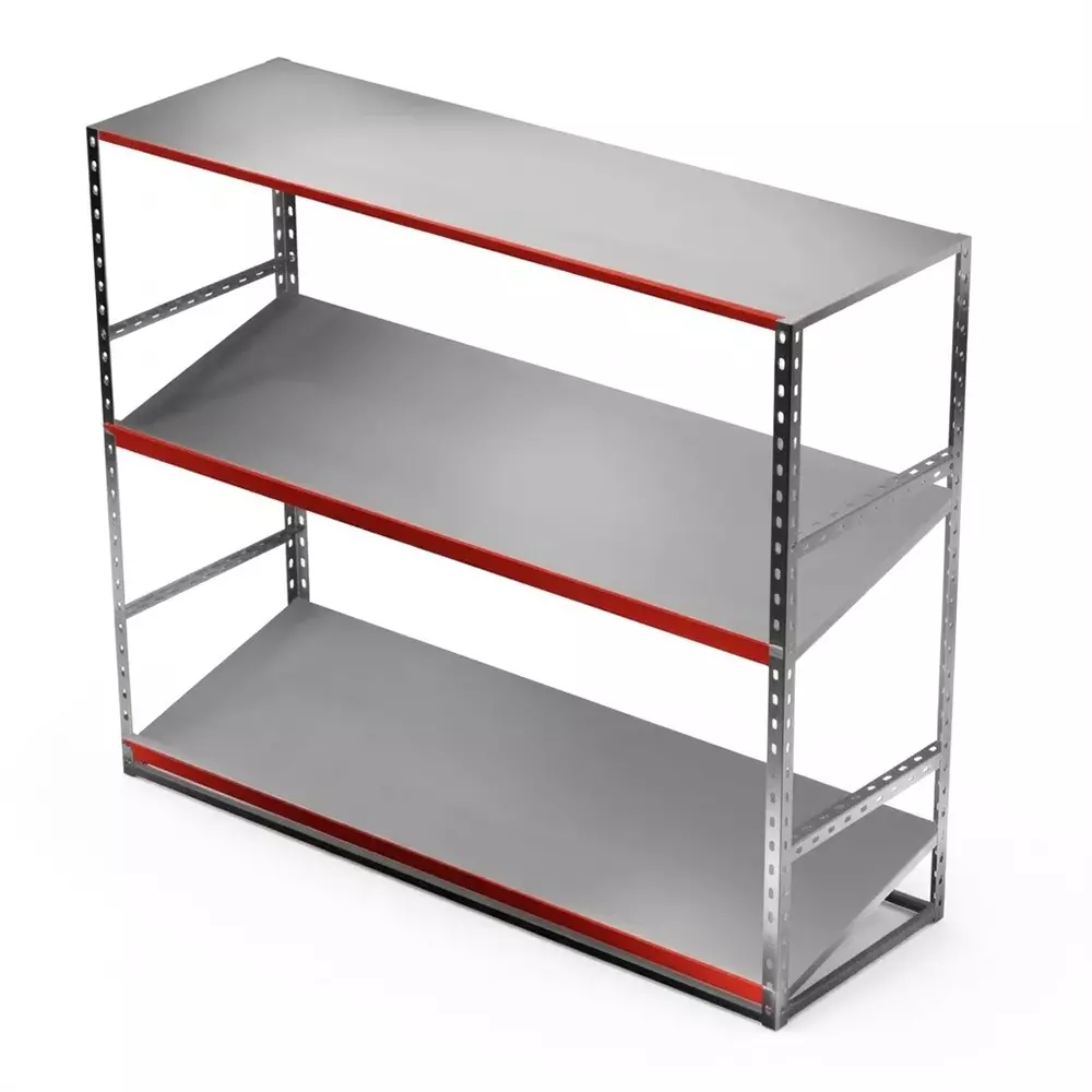 Sameta 3 Shelves Slotted Angle Package-Free Shipment Rack Powder Coating 1100×450×1270 mm Size Upto 360 Kg Load Capacity Mild Steel for Home & Office Use