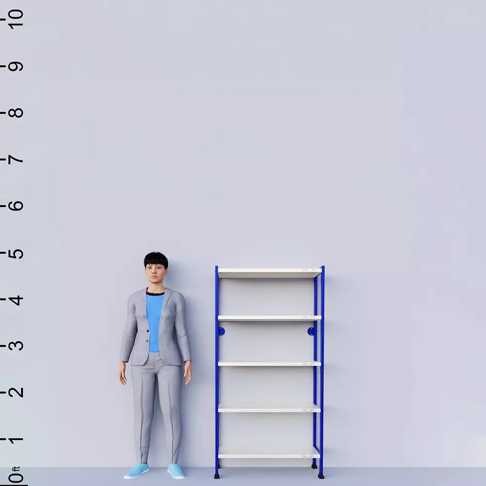 Alija 5-Tier Storage Rack Carbon Steel 30.5x77.5x 152.5 cm Blue and White 250 Kg Load Capacity 5 Shelves for Home, Office & Shop Use