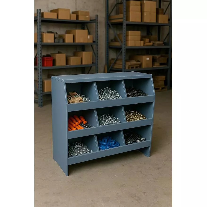 Alija Swiftlet Storage Bin Rack 3 Tier Rectangular 9 Shelves Metal