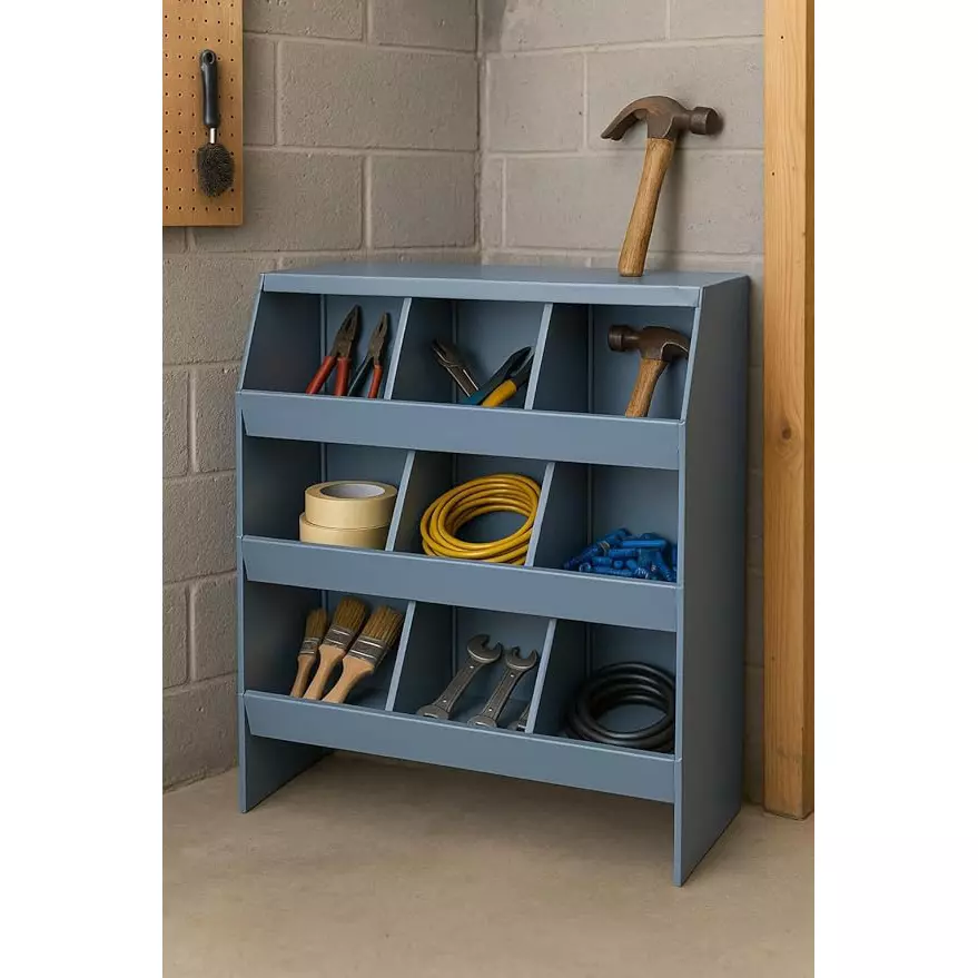 Alija Swiftlet Storage Bin Rack 3 Tier Rectangular 9 Shelves Metal