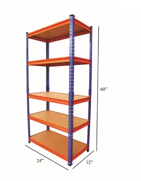 Blue Boy 60x24x12 Inch 5-Shelves Red and Blue Multipurpose Boltless Rivet Rack BB602412RBW_5
