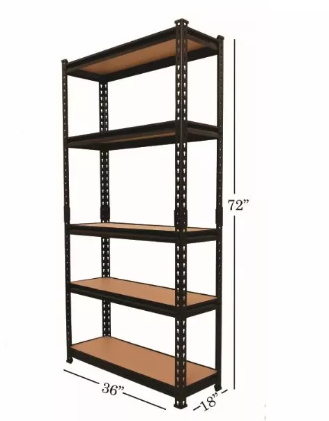Blue Boy 72x36x18 Inch 5-Shelves Black Multipurpose Boltless Rivet Rack BB723618BW_5