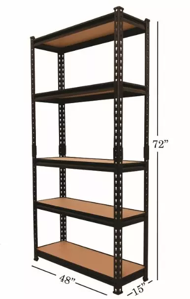 Blue Boy 72x48x15 Inch 5-Shelves Black Multipurpose Boltless Rivet Rack BB724815BW_5