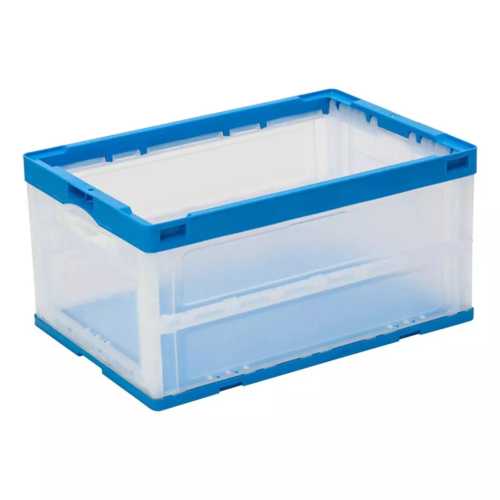 Monotaro 75 L Capacity Collapsible Storage Container with Side Doors, PP Body in Blue & Transparent Color, P/N: FCSD75-BL/C