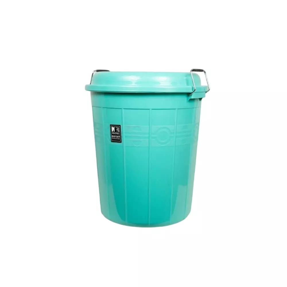 KKR Heavy Duty Storage Drum With Cap 80 L Capacity Green Round Shape Plastic for Indoor & Outdoor Use