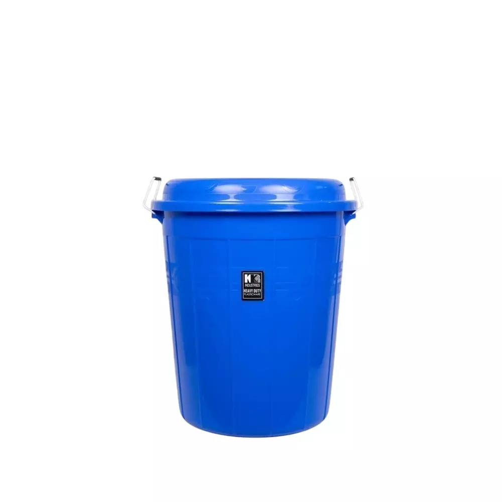 KKR Heavy Duty Storage Drum With Cap 30 L Capacity Blue Round Shape Plastic for Indoor & Outdoor Use