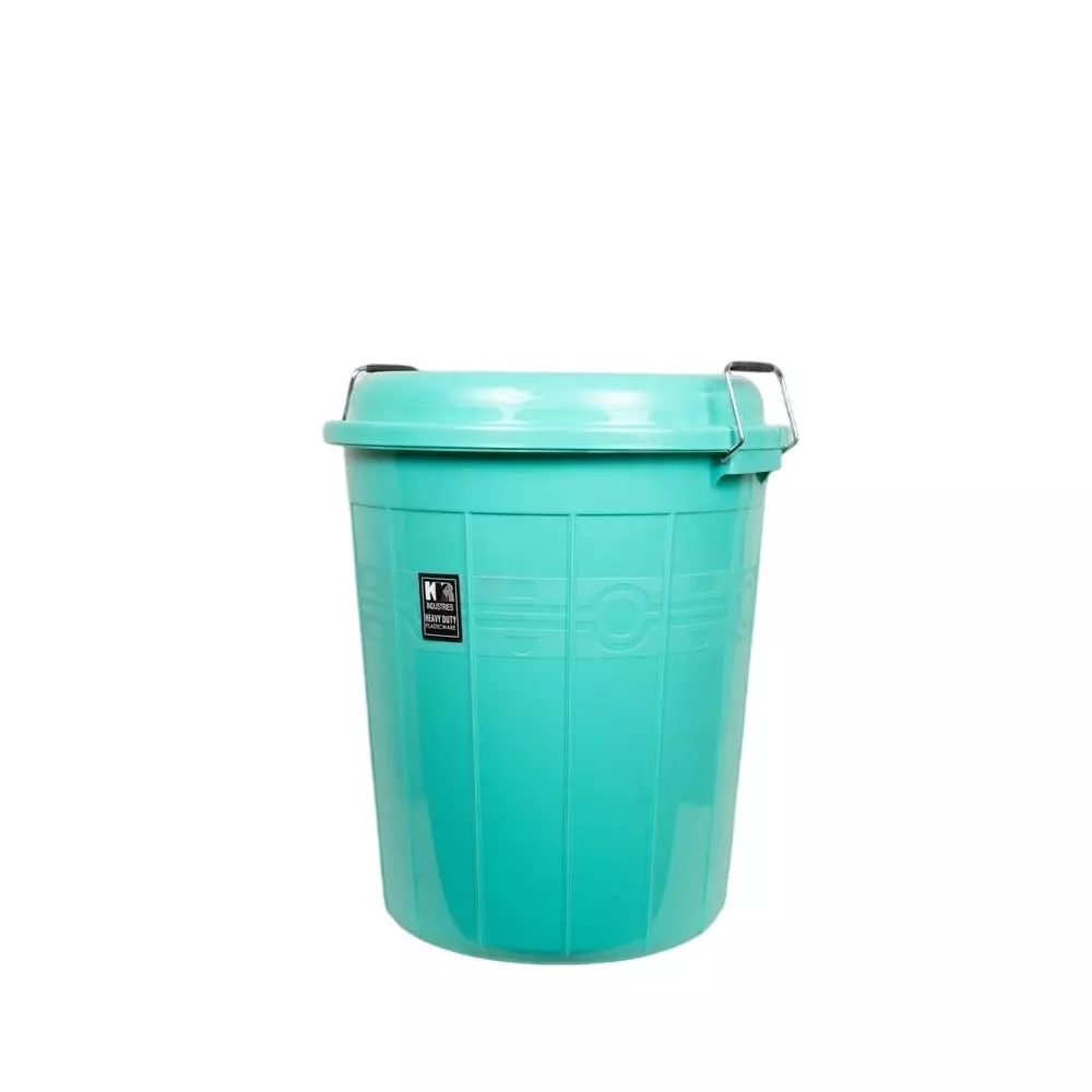 KKR Heavy Duty Storage Drum With Cap 40 L Capacity Green Round Shape Plastic for Indoor & Outdoor Use