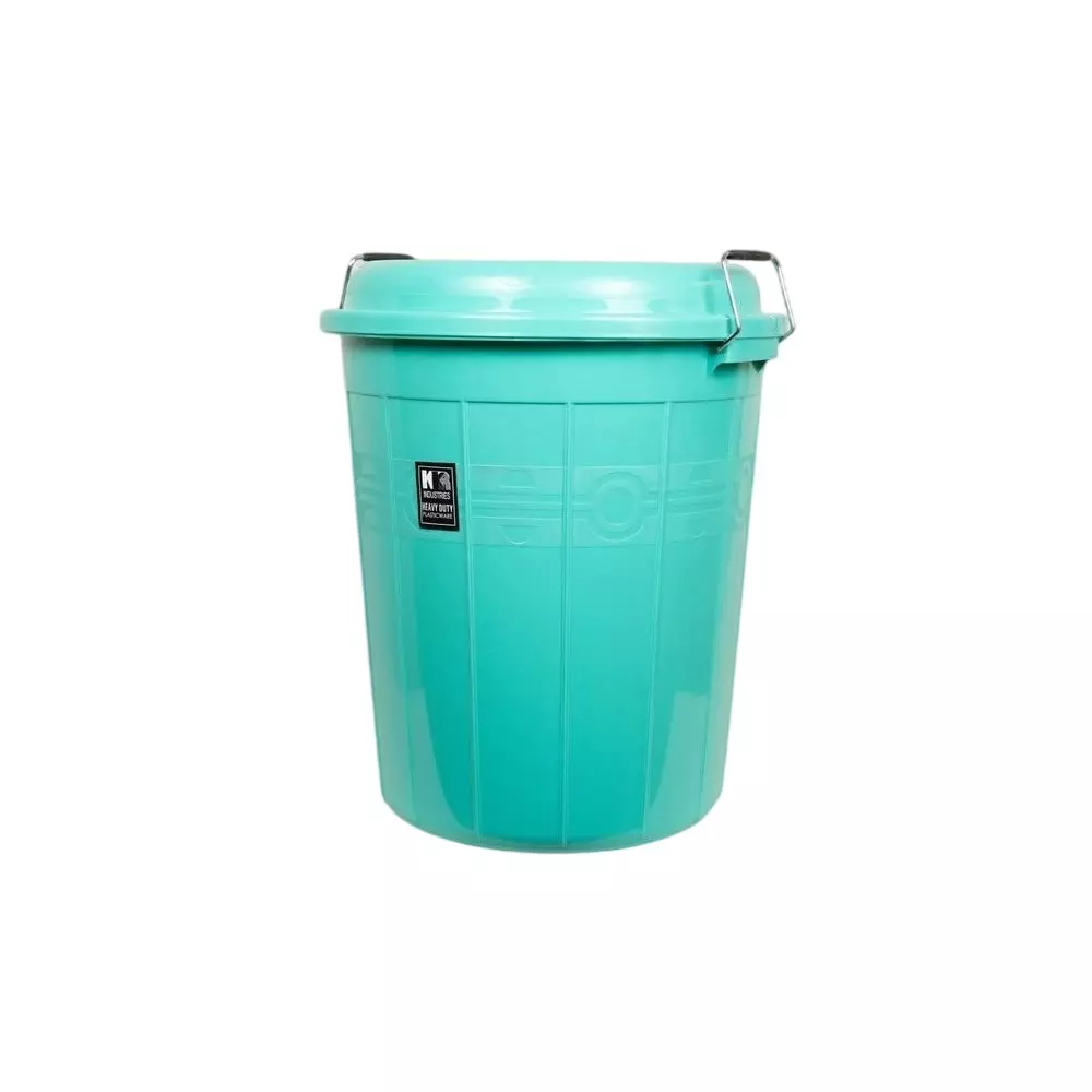 KKR Heavy Duty Storage Drum With Cap 100 L Capacity Green Round Shape Plastic for Indoor & Outdoor Use