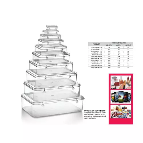 MyPlast PURE PACK - 55 Kitchen Container Transparent Rectangular White