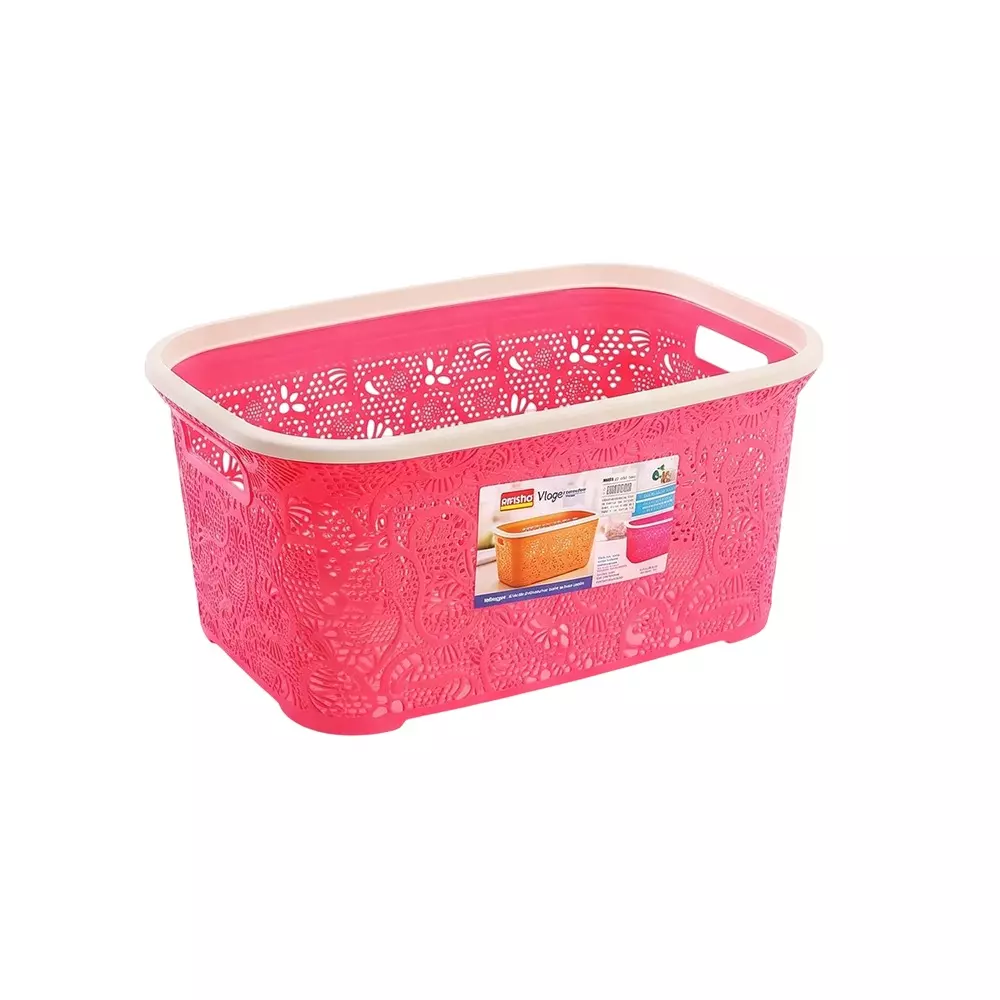 ARISTO Plastic Basket 46 L Capacity Pink Color, VIRGO 555