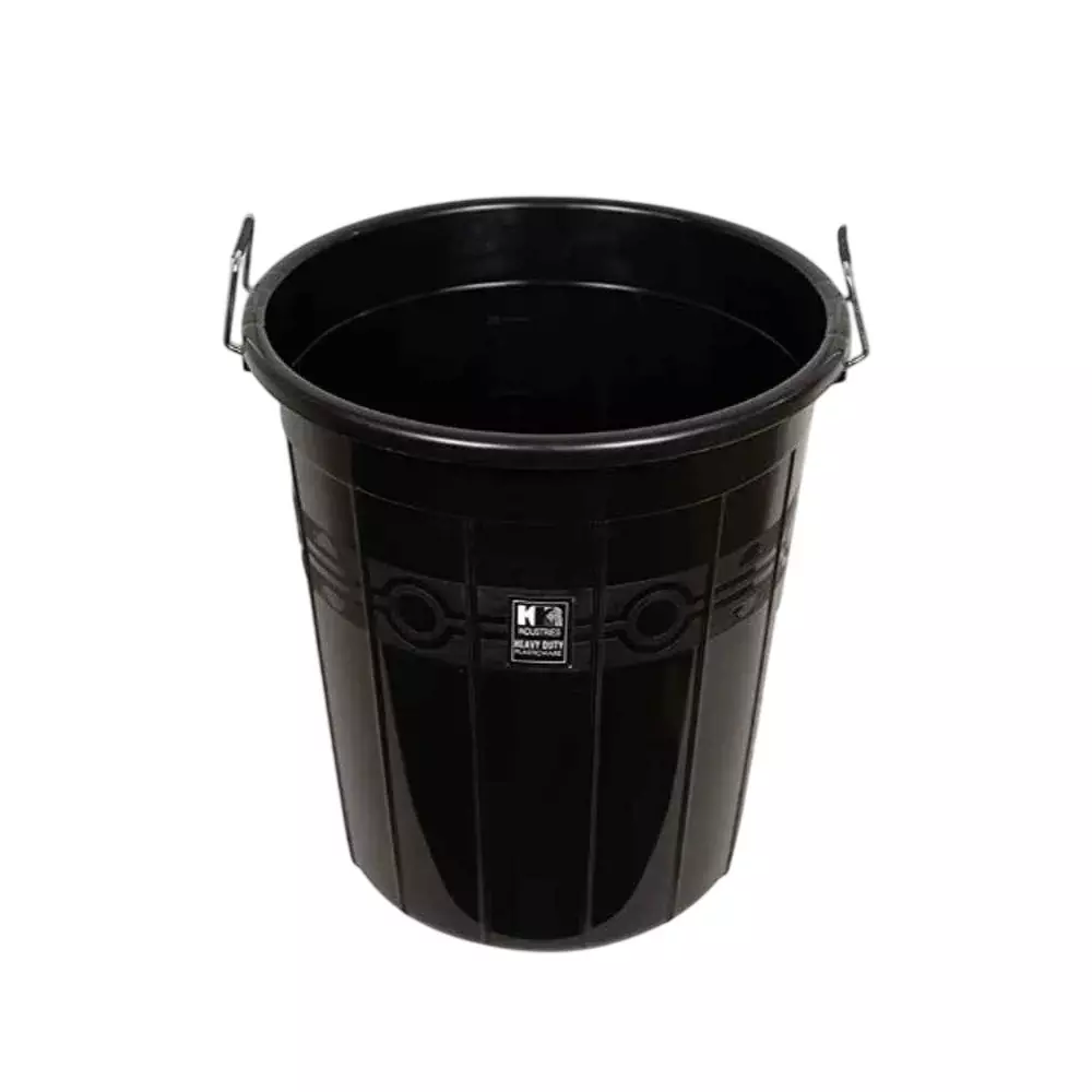 KKR Heavy Duty Storage Bucket Without Lid 25 L Capacity Black Round Shape Plastic for Indoor & Outdoor Use