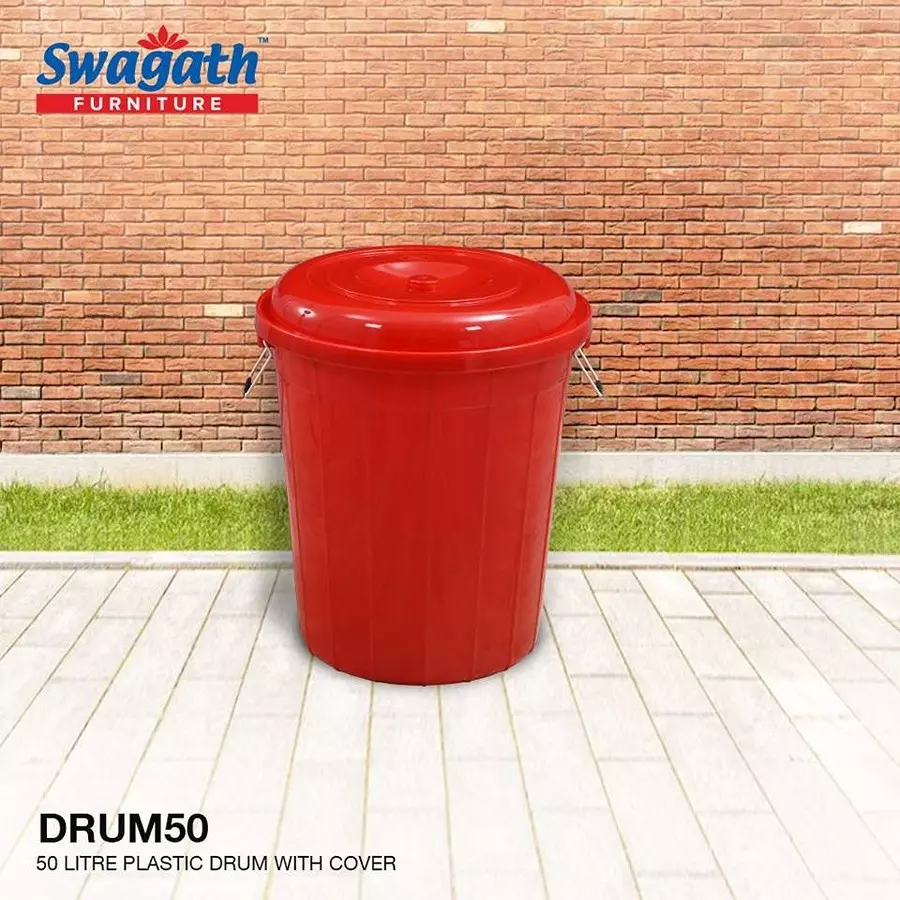 swagath-drum-with-lid-cover-round-shape-44x53-cm-50-l-plastic-red-for-rice-water-flour-use-drum50-ltr-pack-of-2-pcs