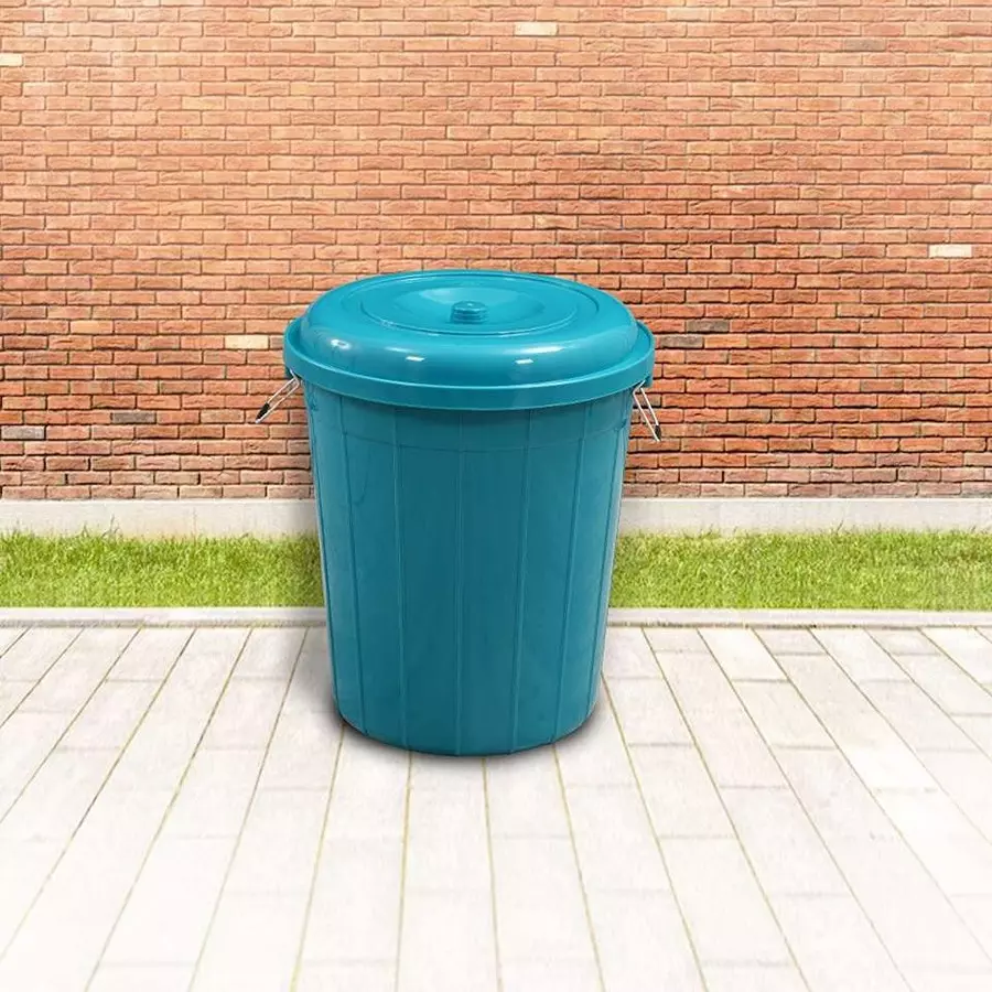 swagath-drum-with-lid-cover-round-shape-44x53-cm-50-l-plastic-green-for-rice-water-flour-use-drum50-ltr-pack-of-2-pcs