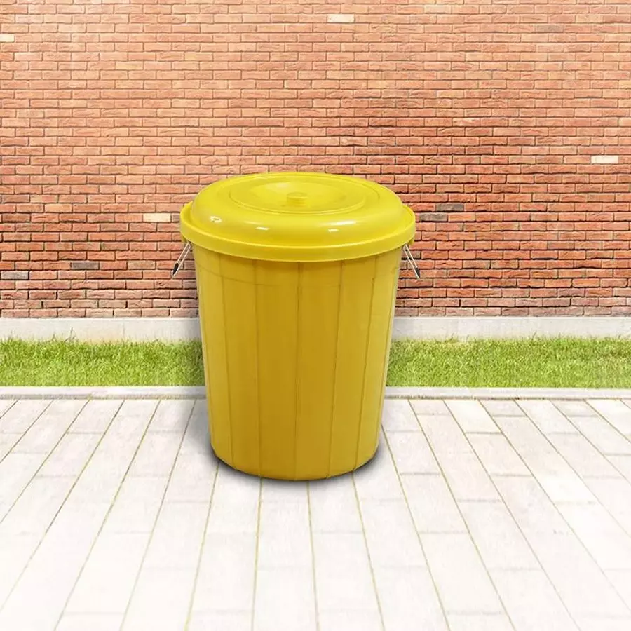 swagath-drum-with-lid-cover-round-shape-44x53-cm-50-l-plastic-yellow-for-rice-water-flour-use-drum50-ltr