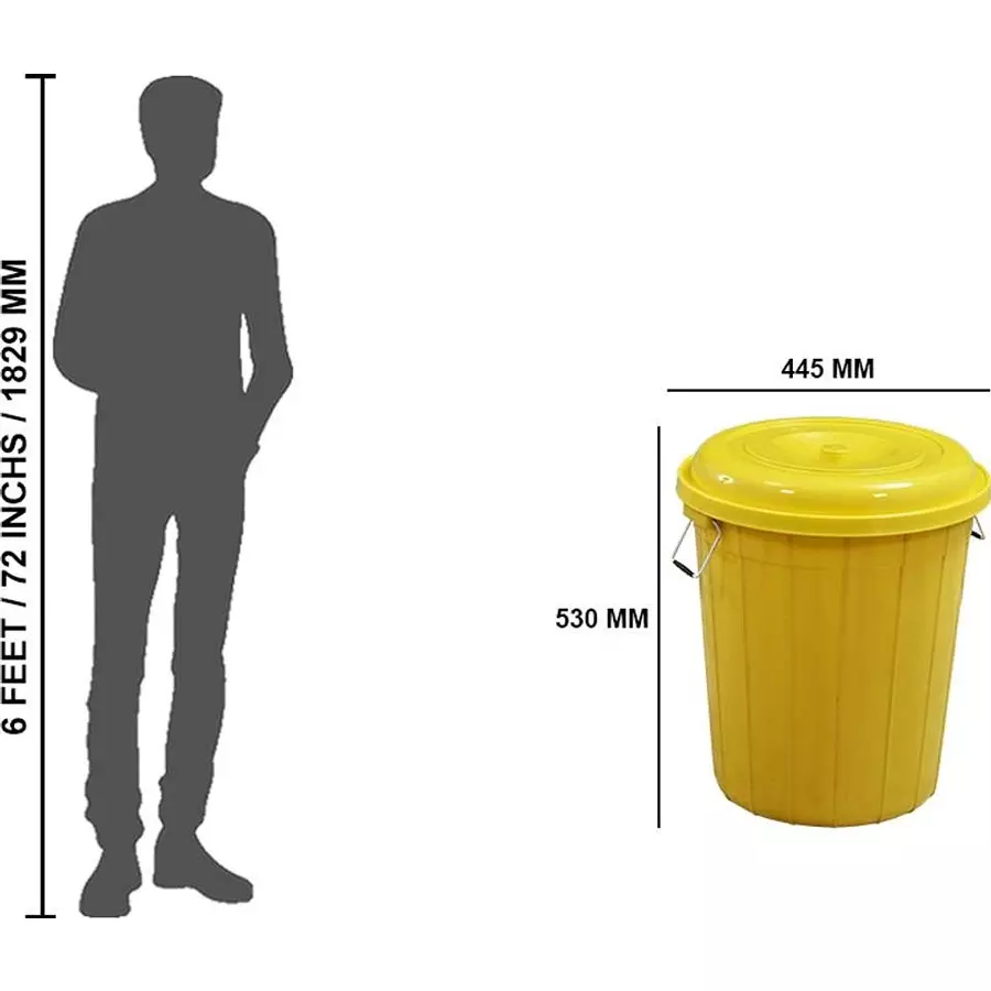 swagath-drum-with-lid-cover-round-shape-44x53-cm-50-l-plastic-yellow-for-rice-water-flour-use-drum50-ltr-pack-of-4-pcs