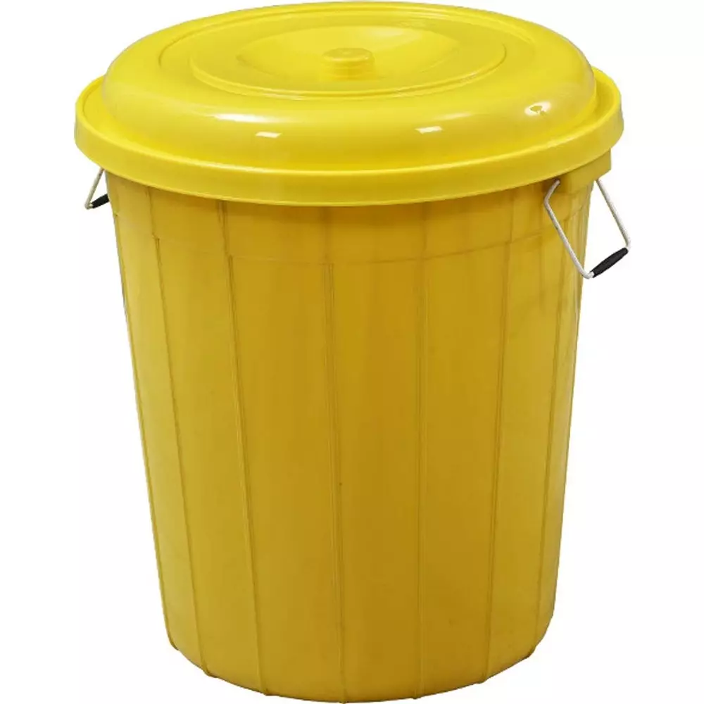 swagath-drum-with-lid-cover-round-shape-44x53-cm-50-l-plastic-yellow-for-rice-water-flour-use-drum50-ltr-pack-of-4-pcs