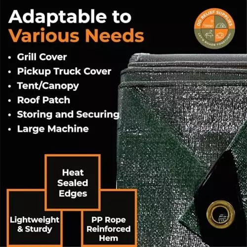 DDRS HDPE Tarpaulin (Tripal) ‎Green 150 GSM & 10.97 x 9.14 m (‎36 x 30 ft) Size, DDRSHDPE150-36X30