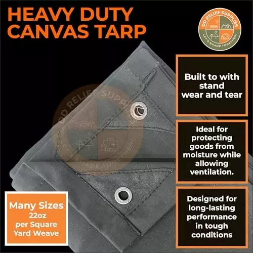 DDRS Heavy Duty Canvas Tarp Tarpaulin ‎(Tripal) ‎‎Assorted 550 GSM & 8.23x5.49 m (27x18 ft) Size, DDRS Heavy DutyCT550-27X18