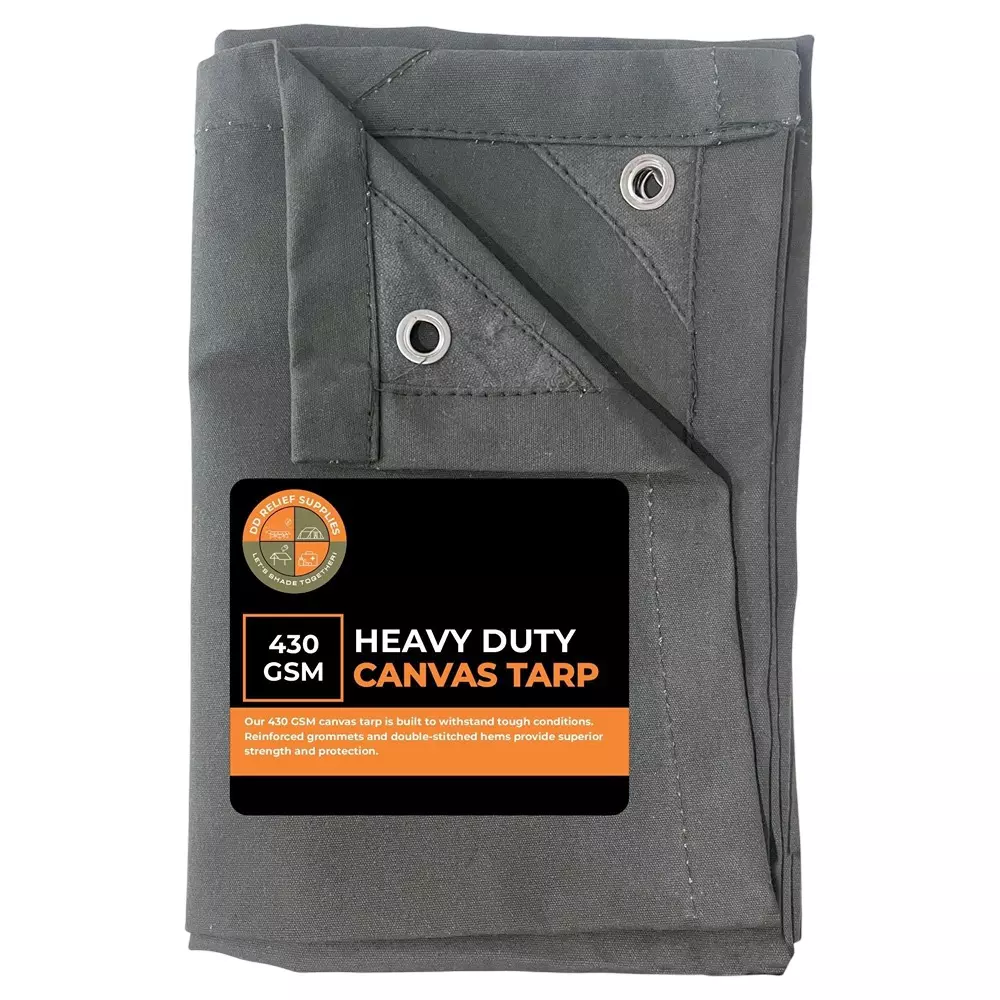 DDRS Heavy Duty Canvas Tarp Tarpaulin ‎(Tripal) ‎‎Assorted 430 GSM & 2.44x9.14 m (8x30 ft) Size, DDRS Heavy DutyCT430-8X30-R