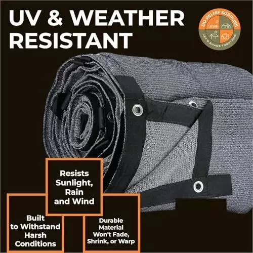 DDRS Heavy Duty Shade Net Tarp (Tripal) ‎Black 90% UV Protection 210 GSM & Size 4.57 x 9.14 m (‎15x30 ft), DDRSMT15X30_90
