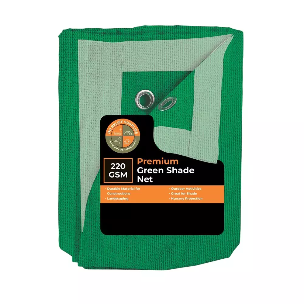 DDRS Heavy Duty Shade Net Tarp (Tripal) ‎Green 90% UV Protection 220 GSM & Size 13.72 x 7.32 m (‎45x24 ft), DDRSGT45X24_90