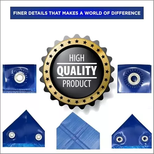 DDRS TECHPAULIN Virgin Cross Laminated(MLCL) Plastic Tarpaulin ‎(Tripal) Blue 90 GSM & 3.66 x 3.66 m (‎12 x 12 ft) Size, DDRSMLCL90-12X12