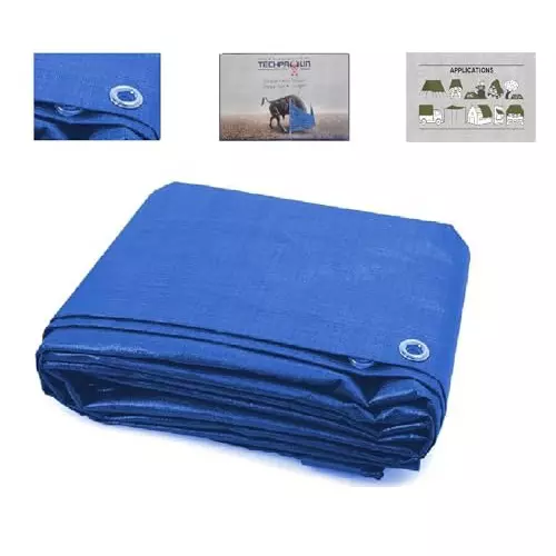 DDRS TECHPAULIN Virgin Cross Laminated(MLCL) Plastic Tarpaulin ‎(Tripal) Blue 150 GSM & 4.57 x 3.66 m (‎15 x 12 ft) Size, DDRSMLCL150-15X12