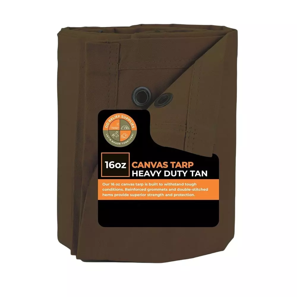 DDRS Heavy Duty Canvas Tarp (Tripal) ‎Brown 550 GSM 2.44 x 3.05 m (‎8x10 ft), DDRS-BRWN-Tarp (Tripal)-8*10FT